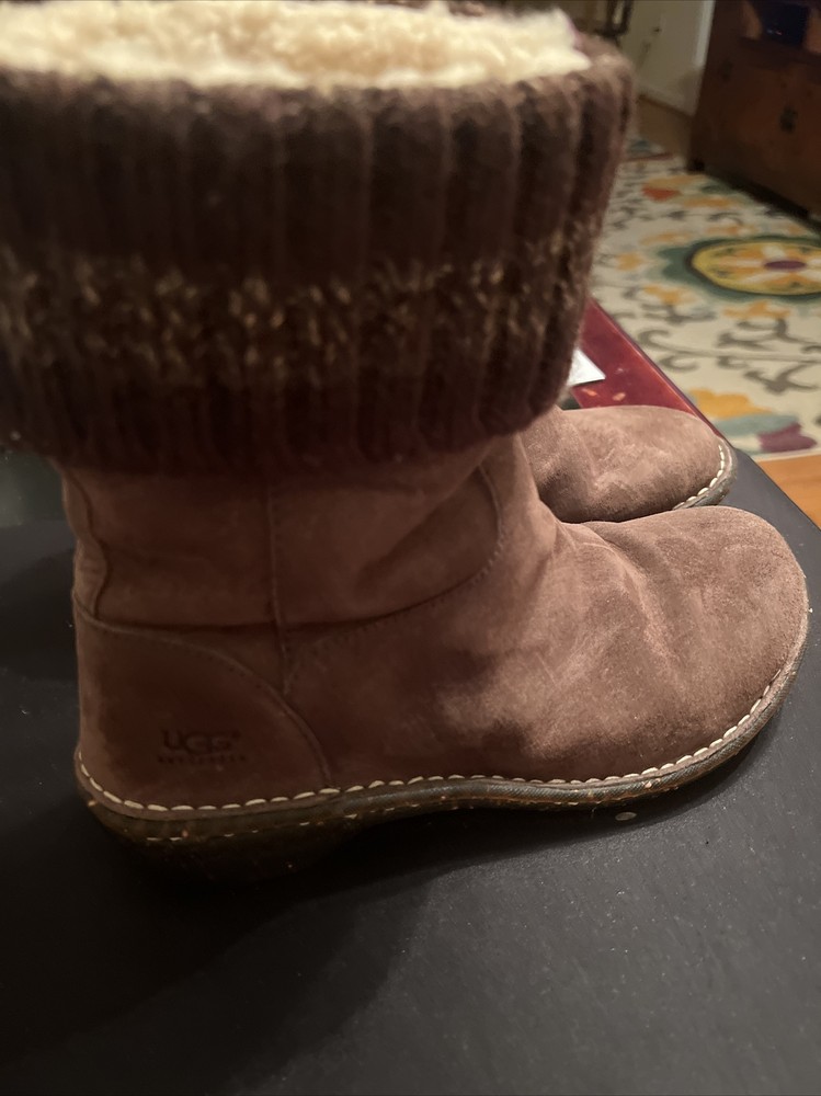 UGG Australia Boots Womens 7 Kaylana Winter Mid Calf Pull On 1933 Brown Leather