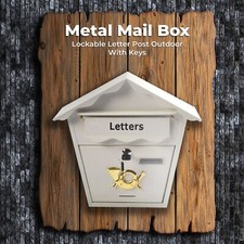 Large Wall Mounted Metal Mail Box Lockable Letter Post Outdoor With Keys