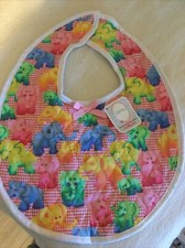 Stephan Enterprises Toddler Bib Pink Gingham With Elephants Reversible 