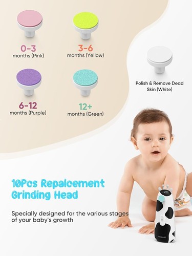 Wotintde Baby Nail Trimmer Electric Baby Nail File Baby Nail Clippers with 10... - 第 5/8 張圖片