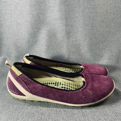 Ecco Biom Natual Motion Purple Suede Slip on Comfort Ballet Flats Shoe Size EU40