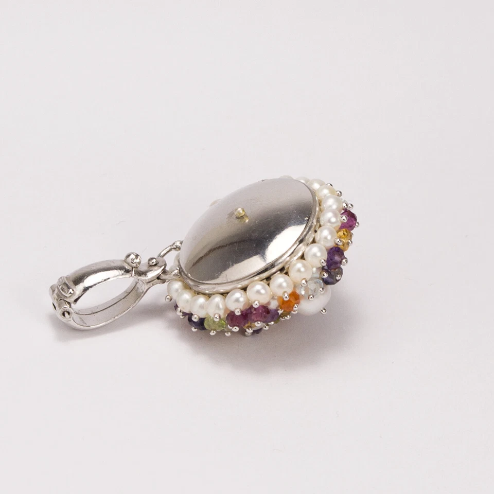 CIONDOLO IN ARGENTO 925 CON PERLE AMETISTA AGATA IOLITE PERIDOTO AGDV 0173 - Immagine 3 di 3