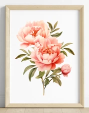 Floral Art Print, Pink Peonies Wall Art Decor, Botanical Wall Art, Nature #82
