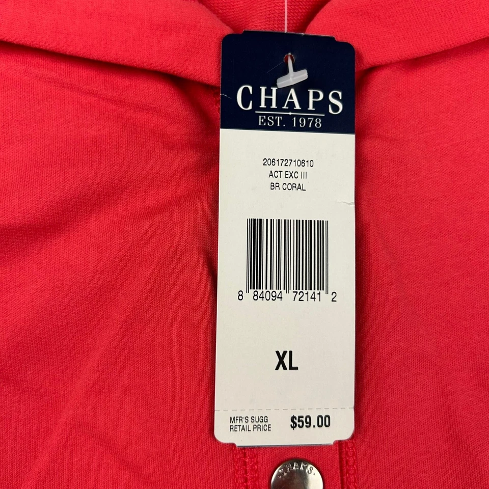 Chaps Sudadera Hombres XL Coral 1/4 Cremallera Mangas Largas Pullover Cuello Suéter Nuevo con Etiquetas Foto 3 de 4