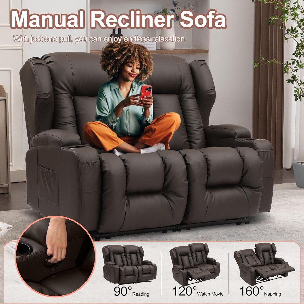 Cup Holder Seater Lazy Boy Recliner Aukfa 2-Seater Power Recliner