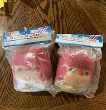 NOS Vtg. Westrim Crafts Mitzy 4" Doll Head Hands Red Yarn Hair 2 Pcs See Pics