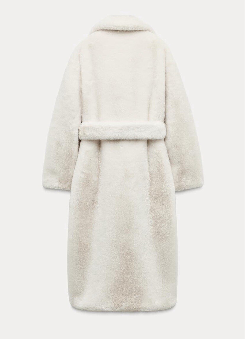 ALTRA CAPPOTTO PELLICCIA SINTETICA CON CINTURA ZARA COLLEZIONE ZW ECRU NUOVO FW24 25 TAGLIA S 4360 249