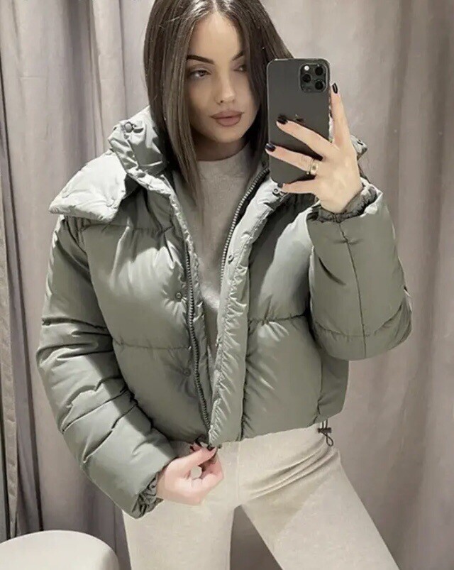 zara rubberized puffer jacket
