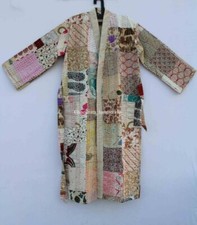 Silk patchwork handmade kantha jacket japanese kimono style kantha robe winter