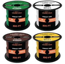 Best Connections 12 Gauge Car Audio Primary Wire (100ft–4 Rolls)– Remote, Ground
