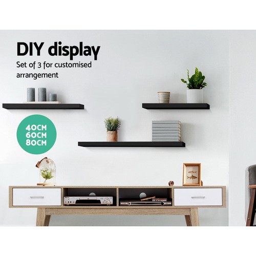 NNEDSZ 3 Piece Floating Wall Shelves - Black - Picture 3 of 7