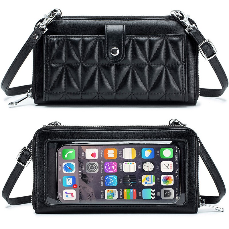 RFID Crossbody Bag Leather Cell Phone Purses for Women Touch Screen Phone Wallet