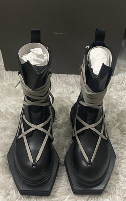 RICK OWENS FW24 PORTERVILLE PENTALACED TURBO CYCLOPS IN BLACK/PEARL WASHED CALF