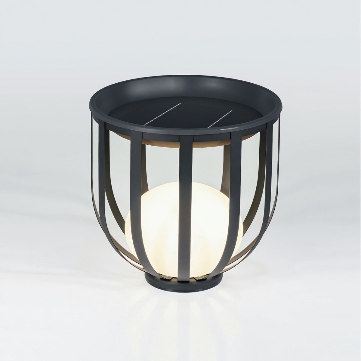 Outdoor Solar Power LED Floor Lamp w/ Plant Stand Garden Table