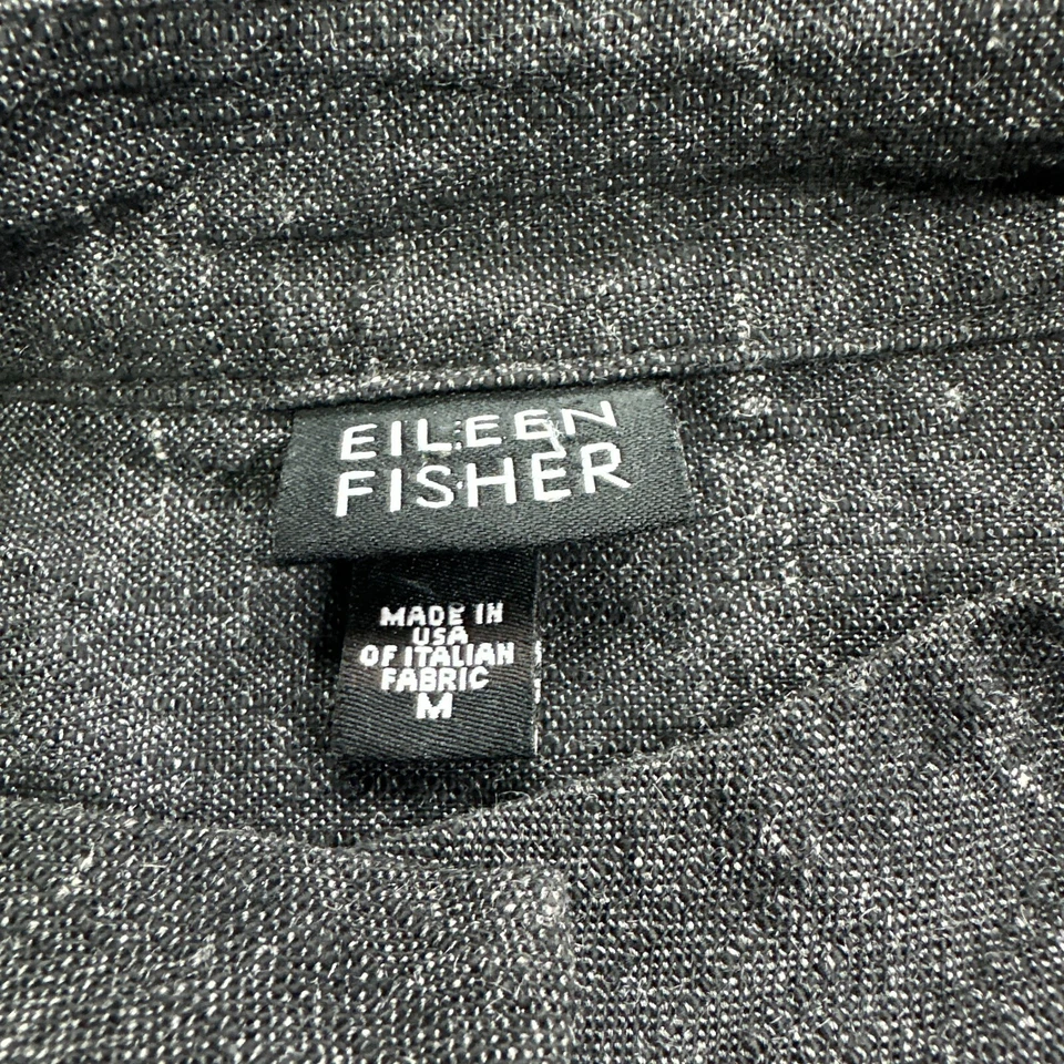 Blazer Eileen Fisher Mediano Mezcla de Lino Gris Jaspeado Chaqueta Clara Informal Negocios Foto 2 de 4