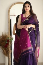 Women's Cotton Linen Saree With Blouse Piece