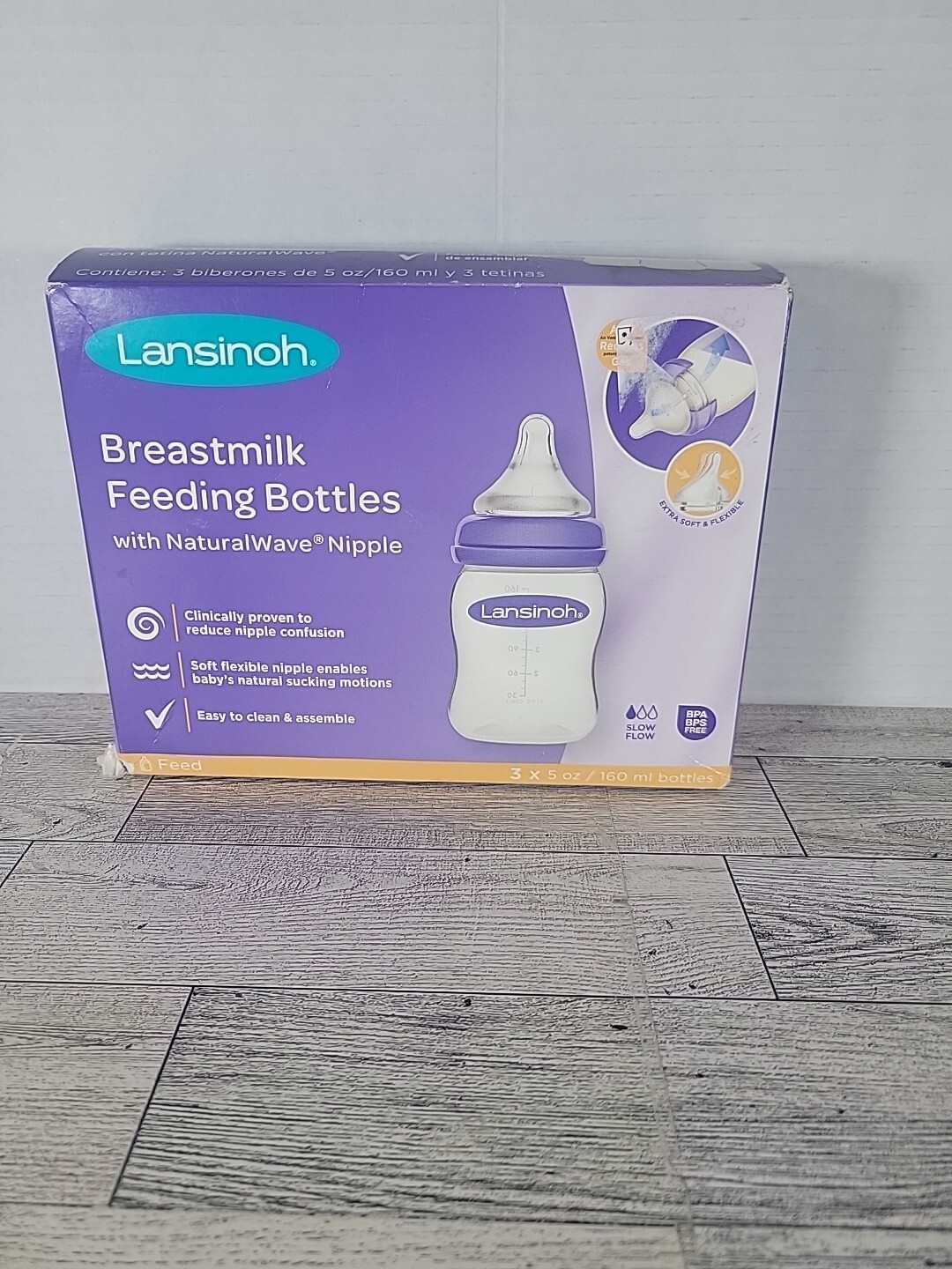 Lansinoh Feeding Bottle with Natural Wave Nipple 5 fl oz 3ct