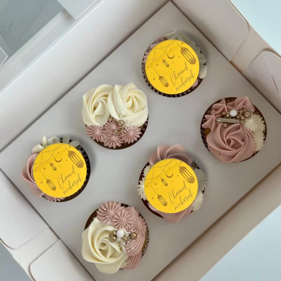 6 Chaand Mubarak Cupcake Toppers Disques Charms Décorations De Gâteau D2 - Photo 1/1