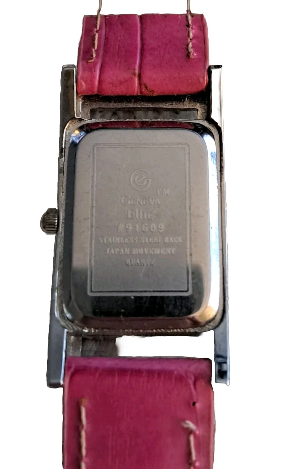 Geneva Elite Rectangular Silvertone Gemmed 9" Wat… - image 4