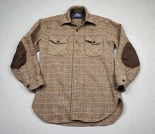 VTG PENDLETON WOOLEN MILLS JACKET SZ M BROWN CHECKERED 100 WOOL ELBOW PATCH