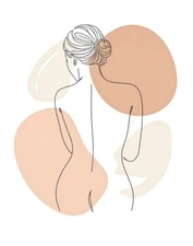 Digital Minimalist Line Art Woman Sketch - Modern Abstract Wall Art Print