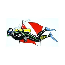 Scuba Diving Bumper Sticker Dive Flag Swimming Diver DS65 - 2" x 3.5"