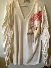 Amazing 1970  s True Vintage Embellished Ladies Top with Full Ruche Sleeves..Read