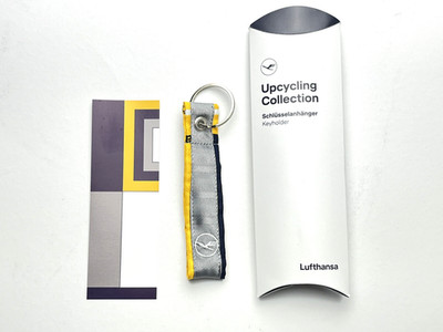 Lufthansa Upcycling Collection Schlüsselanhänger Handgefertigt aus Krawatten und