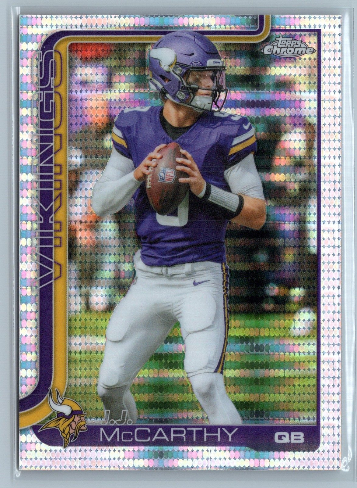 2025 Topps Chrome #199 J.J. McCarthy Pulsar Refractor