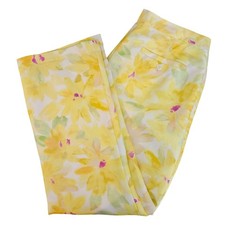 Ann Taylor Vintage Silk Spring Easter Yellow Floral Pants Women's 6