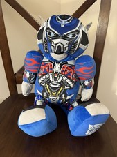 Build-A-Bear Transformers Optimus Prime Bear Plush 16  Blue Robot Stuffed Animal