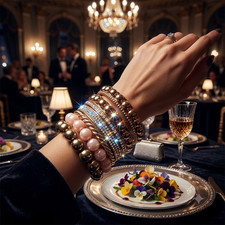 7-Piece Retro Burnished Gold  Inlaid Rhinestone Bangle Bracelet Set   Bohemian