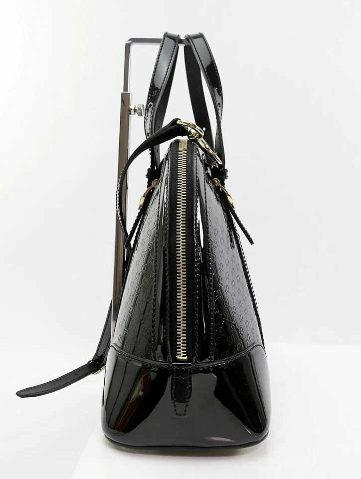 Authentic GUCCI Black Micro GG Patent Leather 2-Way Shoulder Bag #61883 - Image 4 of 4