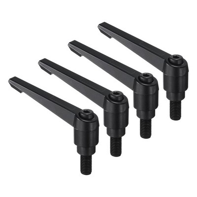 4pcs M10 x 20mm Black Oxide Carbon Steel Stud Adjustable Clamping Lever Handles