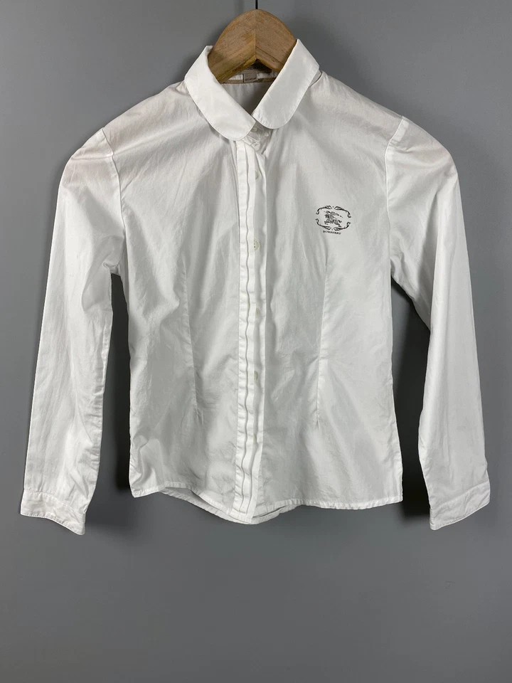 Burberry Boys White Big Logo Nova Check Long Sleeve Button Down Shirt 10Y 140cm - Image 2 of 4
