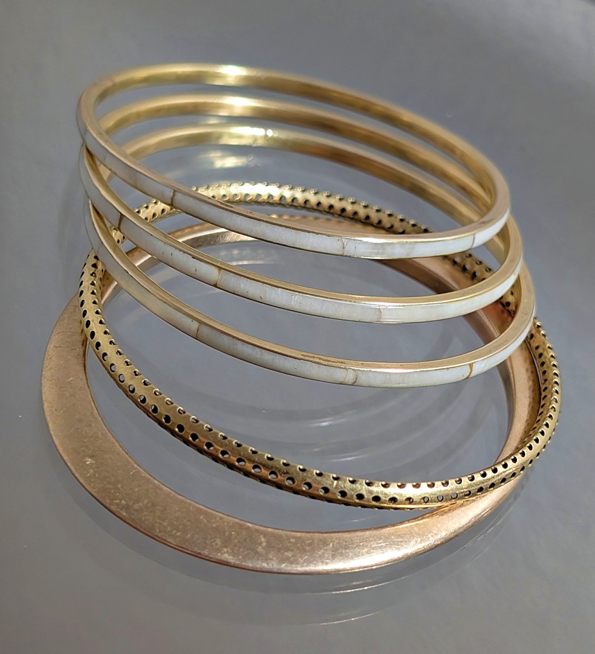 Vintage Lot Bracelets Solid Brass Shell Beach Boh… - image 1