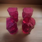 Set of 4 Pink Curved Inward Glass Tumblers Solid Color Round Design — photo 3