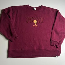Vintage 1998 Tweety Sweatshirt Warner Bros Studio Store Maroon XL Looney Tunes