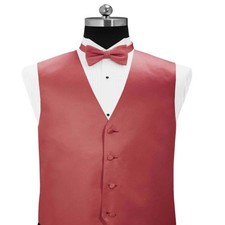 Modern Solid Twill Tuxedo Vest and Bow Tie in Shades of Orange and Peach