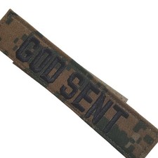 Name Tape GOD SENT Woodland MARPAT Hook Back 5" 1" Novelty Patch
