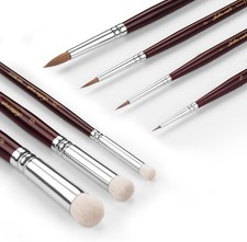 Kolinsky Sable Miniature Brushes Drybrushes for Miniature Set 7 pcs Paint Bru...