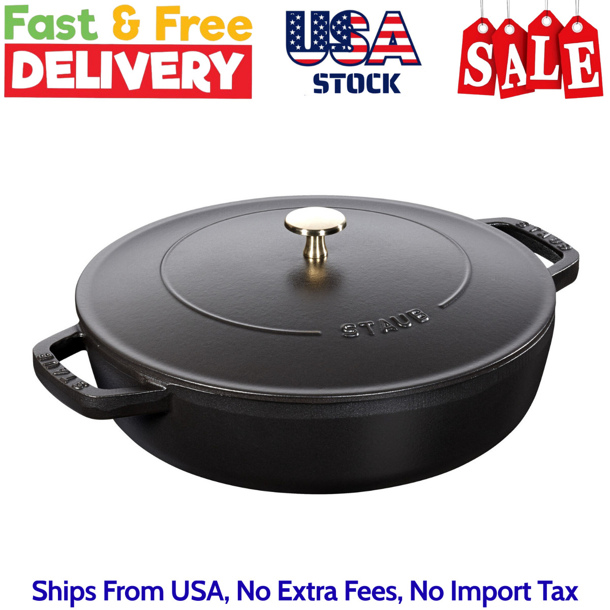 Staub x Smitten Kitchen - Cast Iron 4 qt, Braiser With Lid, Black Matte