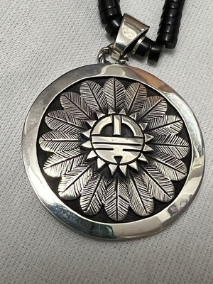 Native American Jewelry Charleston Lewis Hopi Overlay Pendant from 