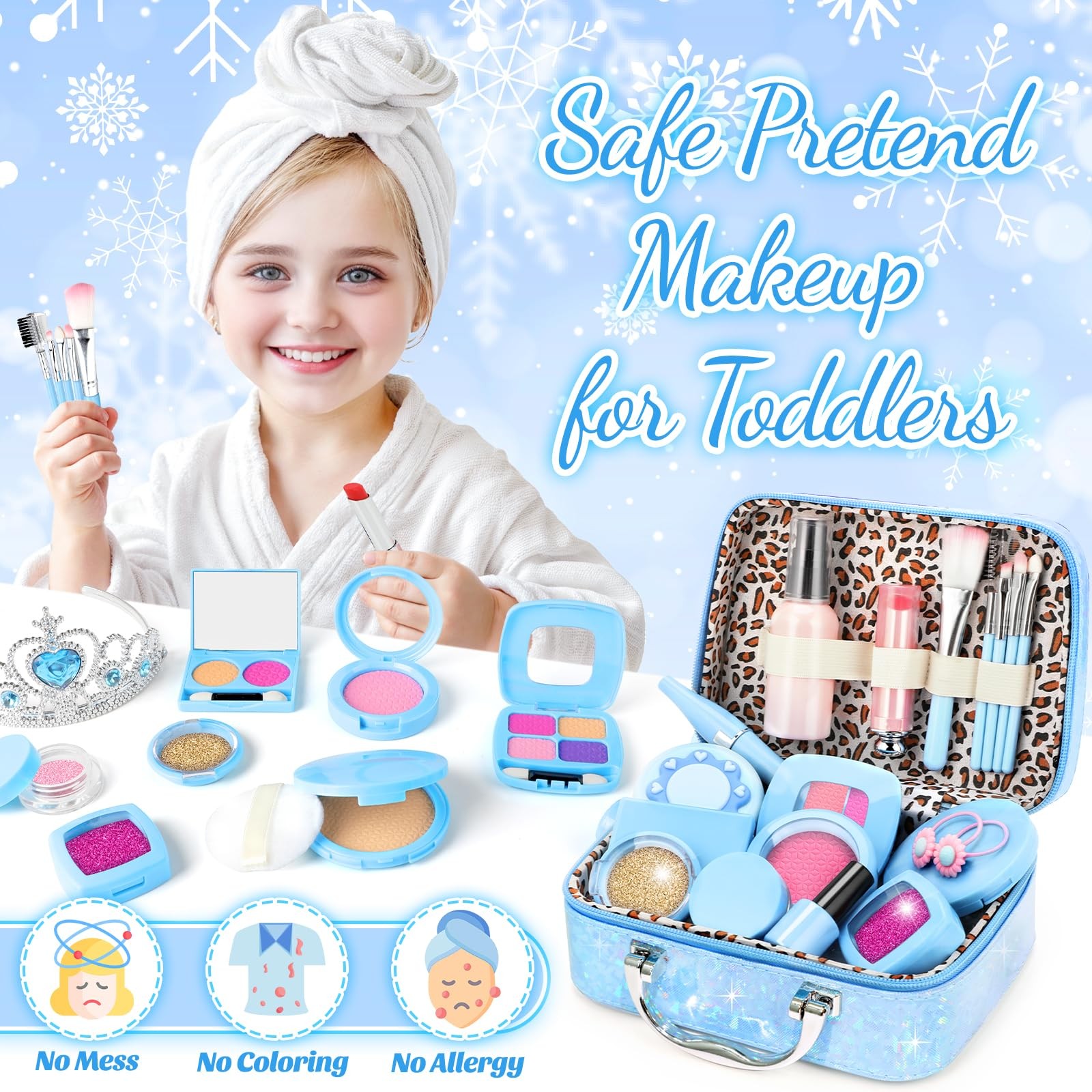 INNOCHEER Pretend Makeup for Toddlers, Toy Play Makeup Set for 3-5, Makeup Ki...