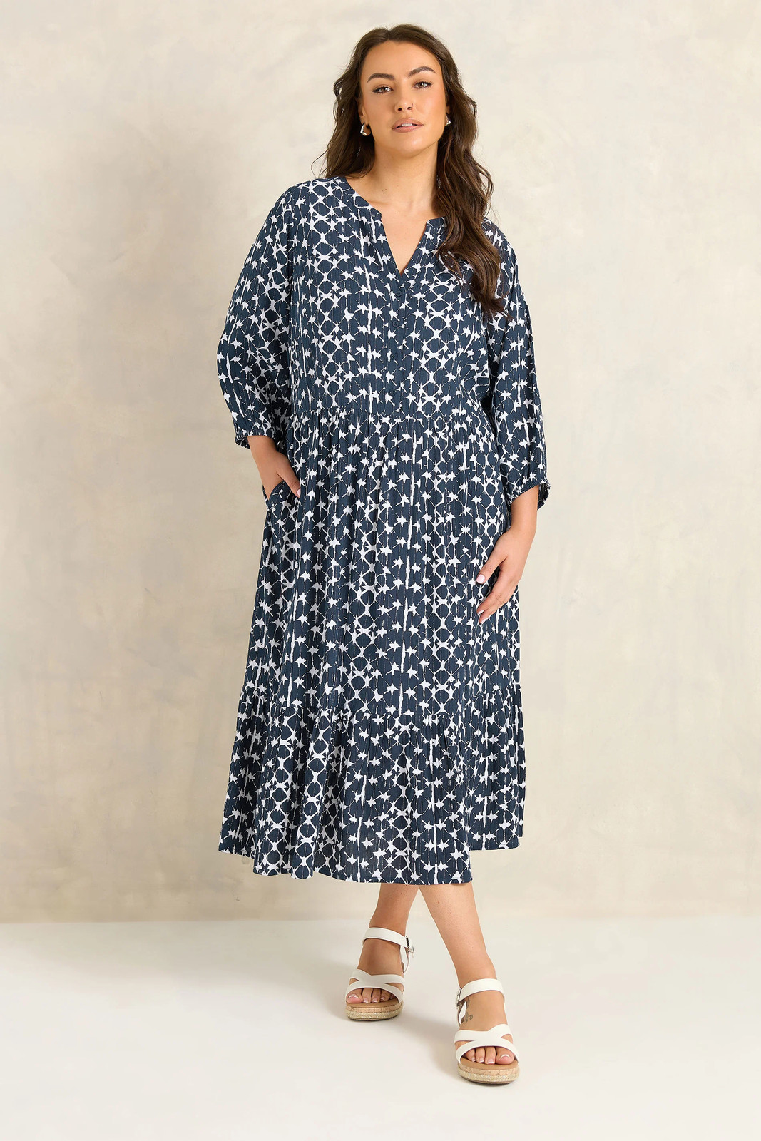 Evans Women's Dark Navy Tie Dye Tiered Dress In | Size: 18 - Image 2