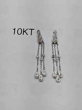 Ladies 10kt White Gold Dangle Diamond Earrings Retail 600