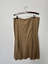M&S Camel Faux Suede A-Line Midi Skirt UK 20 Y2K Style