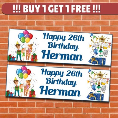 2x Individuell Name Geburtstag Banner Personalisiert Happy Birthday Party Wandposter