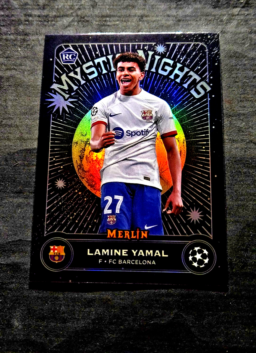 2023-24 Topps Merlin Mystic Nights RC Lamine Yamal Rookie Refractor MN-8 MINT 🔮 view 12
