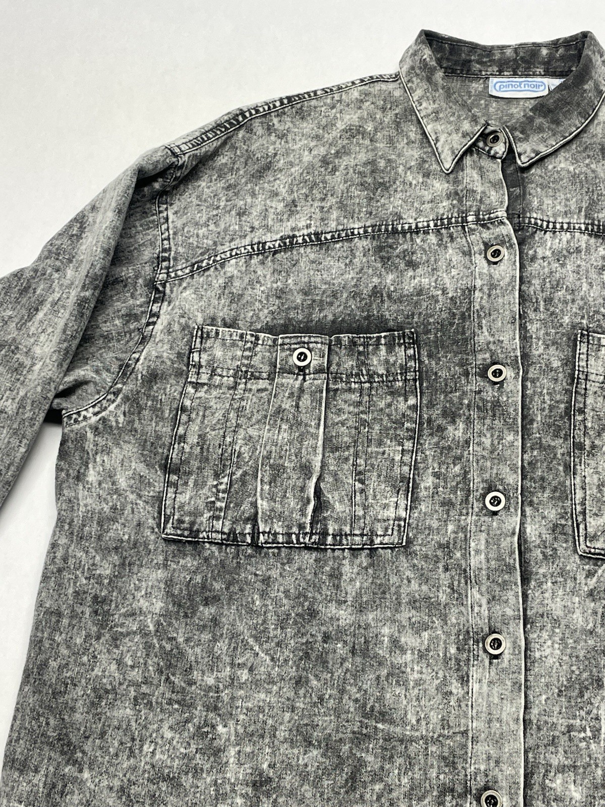 Gray Acid Wash Oversized Button Shacket Jacket Si… - image 6